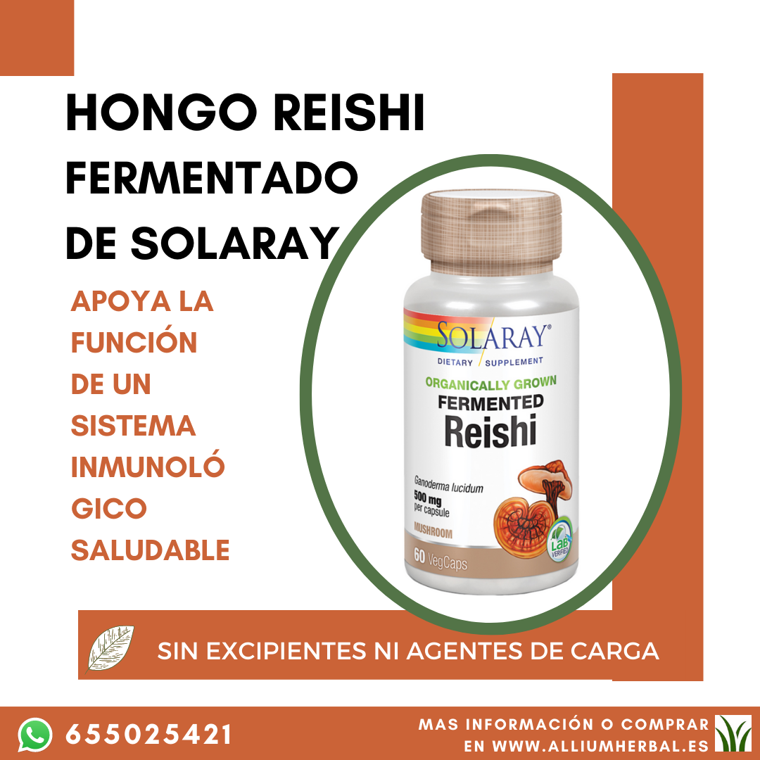 Hongo Reishi de Solaray 500 mg- 60 VegCaps. Orgánico. Sin Gluten. Apto Para Veganos